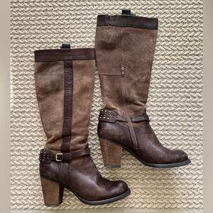 Naturalizer malt taupe suede & leather tall boots